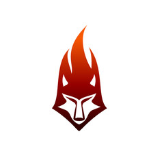 wolf flame logo design concept template