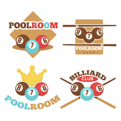 Set of pool room emblems