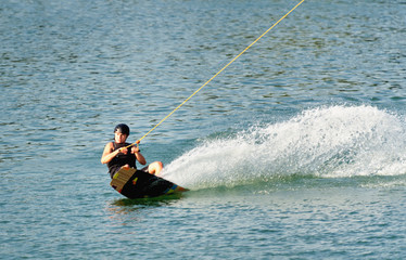 Sportsman on wakeboard