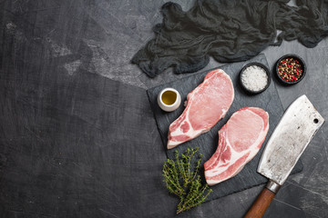 Raw pork steak