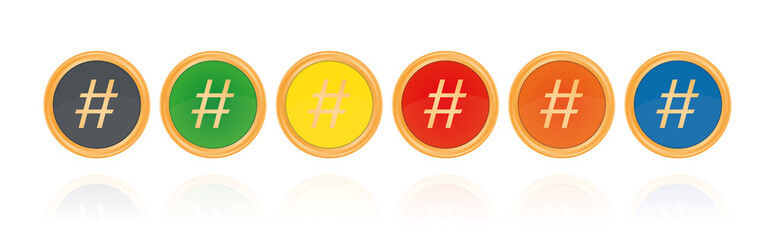 Hashtag - Bronze Buttons