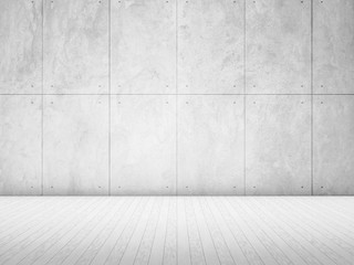 Interior with concrete wall and floor. 3D rendering