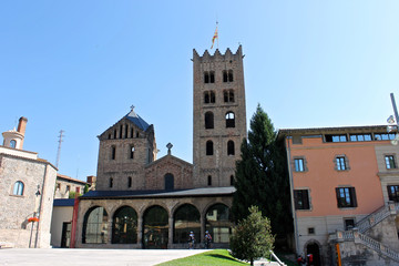 Fototapeta na wymiar Main facade of the Monastery of Saint Mary in Ripoll, Catalonia, Spain
