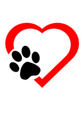 Tierpfote mit Herz