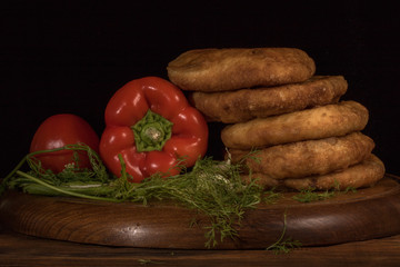 Belyash, Bulgarian pepper and greens