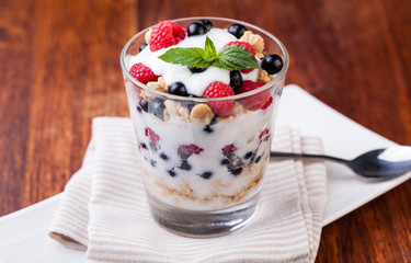 yogurt with muesli and berries