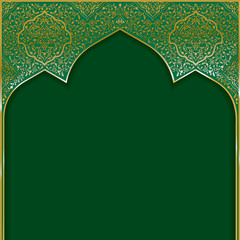 background with golden patterned arched frame
