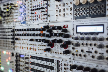 Full frame shot of modular set up at recording studio