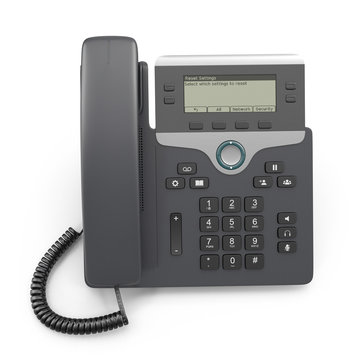 Modern office phone using VoIP technology on a white. 3D illustration, clipping path