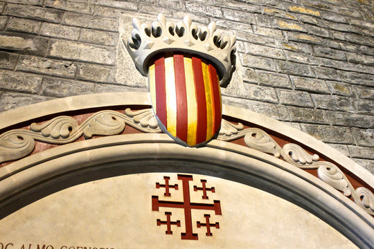 The tomb of Wilfred the Hairy inside the Monastery of Saint Mary in Ripoll, Catalonia, Spain