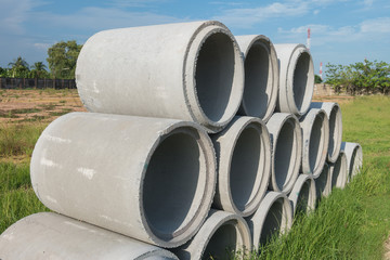 Stacked concrete pipes.