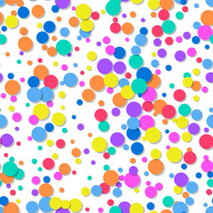 Decorative seamless pattern of confetti. Bright festive background