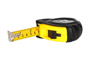 yellow measuring tape isolated on white background