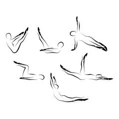 Set of abstract pilates poses