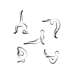 Set of abstract yoga poses