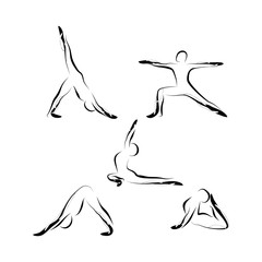 Set of abstract yoga poses