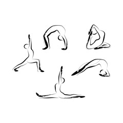 Set of abstract yoga poses