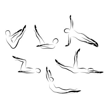 Set of abstract pilates poses