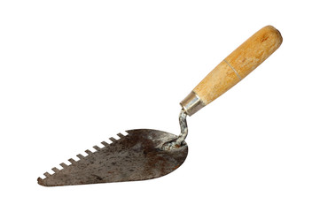 Old construction trowel isolated on a white background