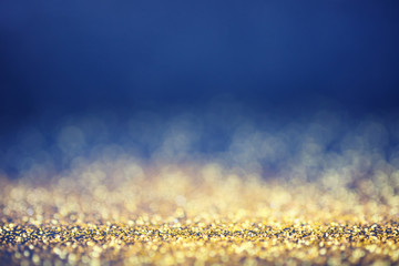Glamourous luxury golden and blue bokeh background