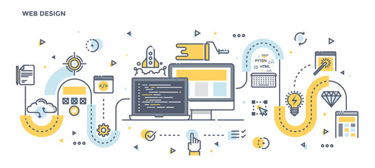 Flat Line Design Header - Web Design