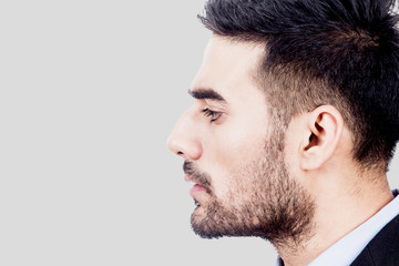 Obraz premium Portrait of handsome man on gray background