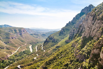 Aerial view of Montserrat mountain. Catalonia. Spain.