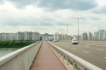Hangang river in Seoul in summer in Korea