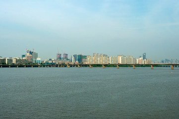 Obraz premium Hangang river in Seoul in summer in Korea