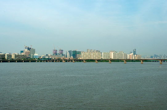 Hangang river in Seoul in summer in Korea