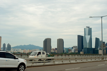 Hangang river in Seoul in summer in Korea