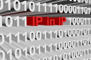 IP in IP in the form of binary code, 3D illustration