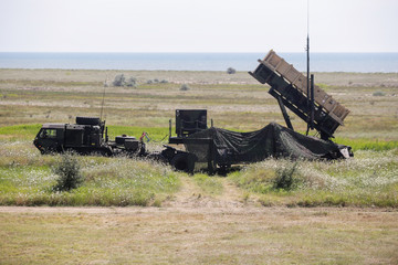 Patriot defence missiles system at a joint US-Romanian military drill, on July 19, 2017, in Capu...