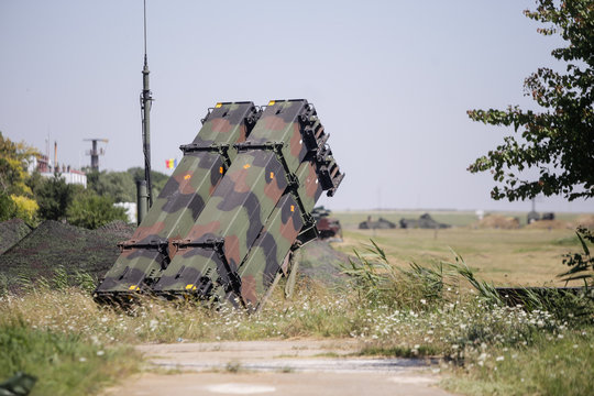 Patriot defence missiles system at a joint US-Romanian military drill, on July 19, 2017, in Capu Midia, Romania.