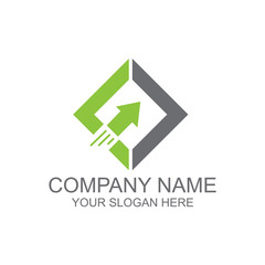 diamond shape with an up arrow and motion lines, logo design, isolated on white background. 