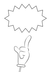 Comic hand mit Sprechblase