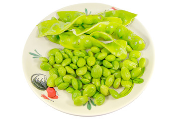 .Thai cuisine Bitter Beans isolated on white background, asian eating food, Thai food, close up