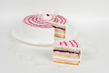 Festive cake on white