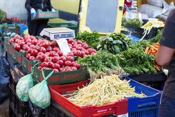 Fruits and vegetables at a farmers market