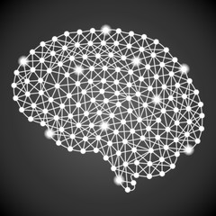 Human Brain Isolated On A Black Background. Vector Illustration.Neurology. Creative Medical Concept