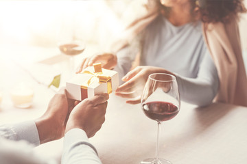 Small present being given to a woman