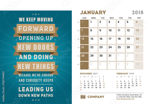 desk calendar template for 2018 year january design template with