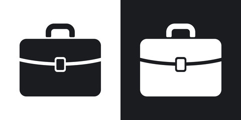 Vector briefcase icon. Two-tone version on black and white background