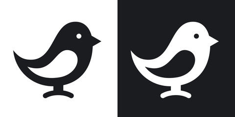 Vector bird icon. Two-tone version on black and white background