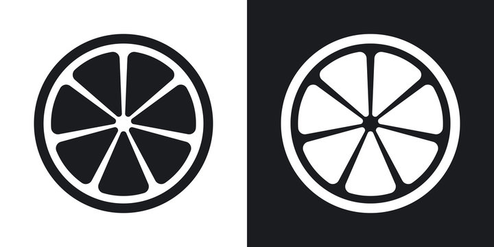 Vector citrus icon. Two-tone version on black and white background