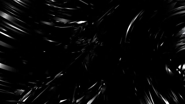 Abstract scientific background, seamless loop. Rotating of black glossy futuristic object. 3D rendering. Mathematical system called 'Strange attractor'.