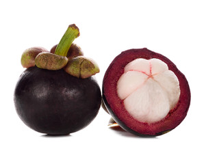 ripe mangosteen isolated on white background