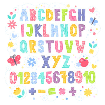 Cute cartoon colorful alphabet for children 