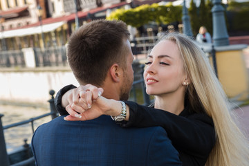 Couple in love. Portrait of attractive happy girl and the guy