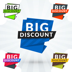 Vector promotional banner in five color variations. Flat style design elements